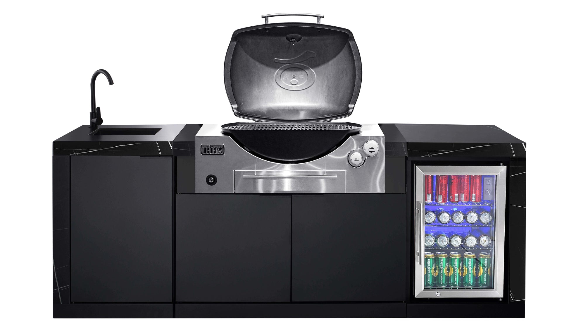 Rockpool White BBQ Cabinet Module Suit Weber Family Q Built In Premium Gas BBQ (Q3600) - Outdoor Kitchen