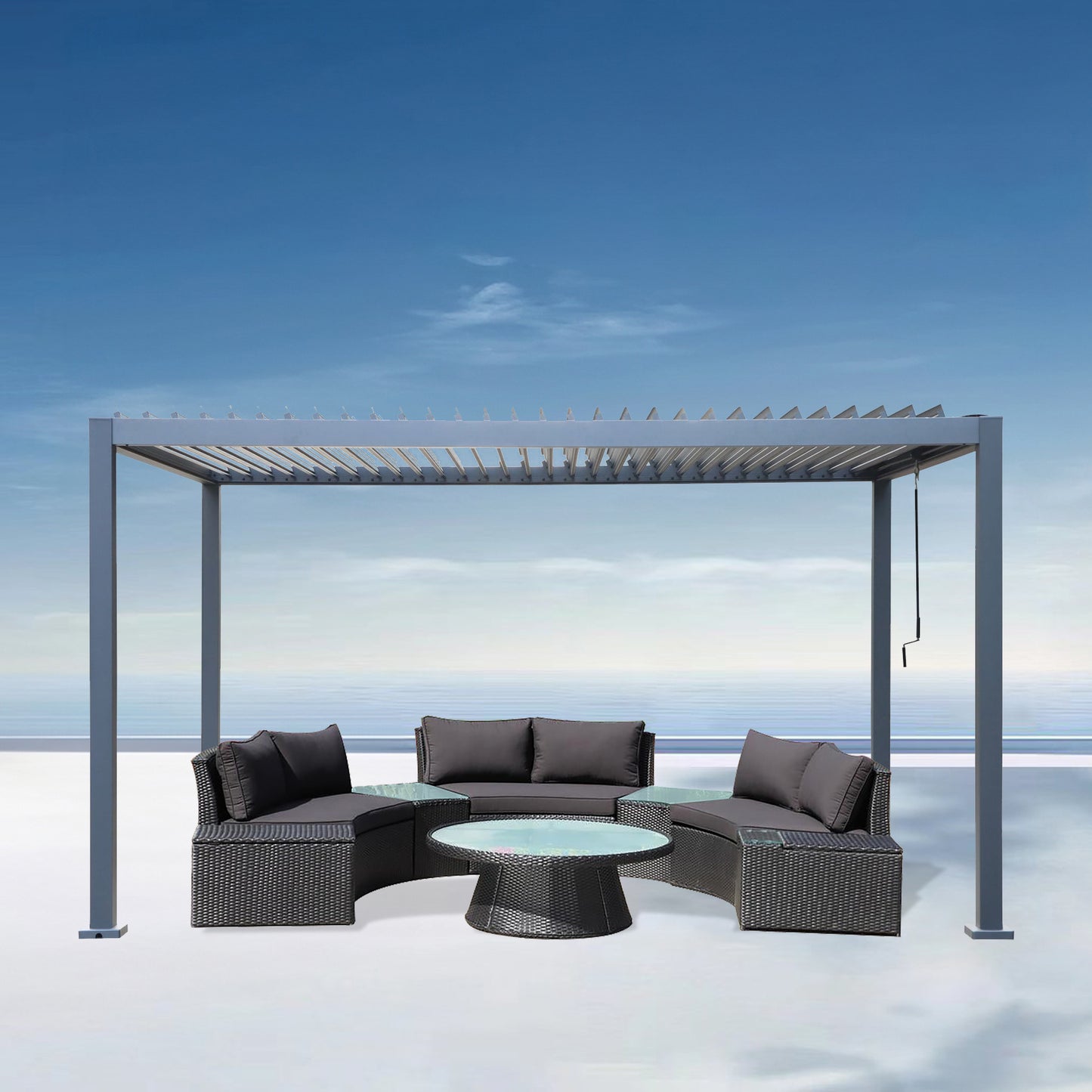 GazeboMate WHITE 3M x 4M LED Aluminum Louvred Gazebo