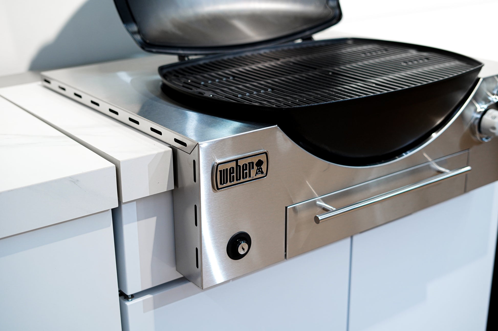 Rockpool White BBQ Cabinet Module Suit Weber Family Q Built In Premium Gas BBQ (Q3600) - Outdoor Kitchen