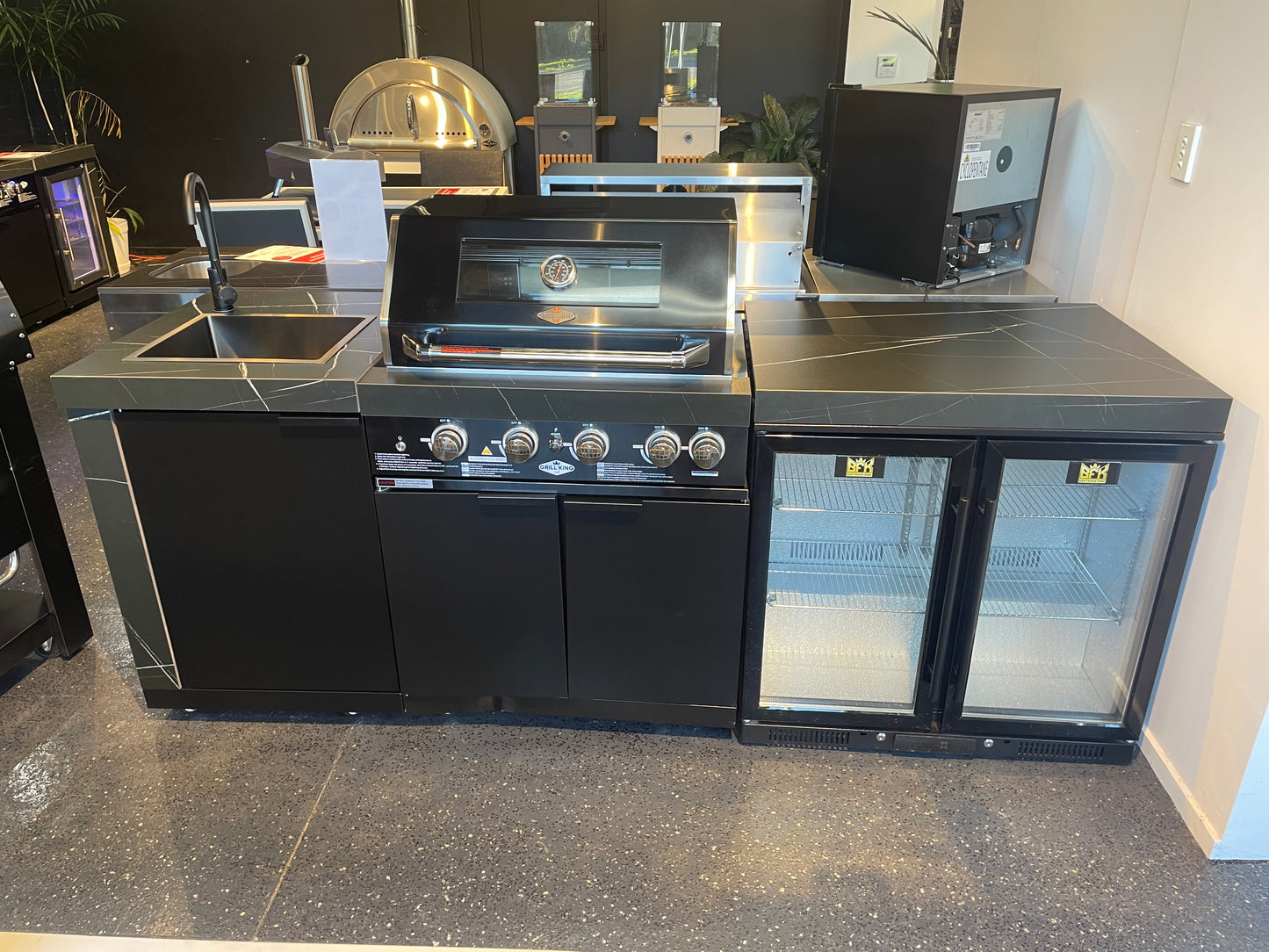 Floor Stock Rockpool Black 4B Outdoor BBQ Kitchen inc Sintered Stone Benchtop & Aluminium Cabinetry