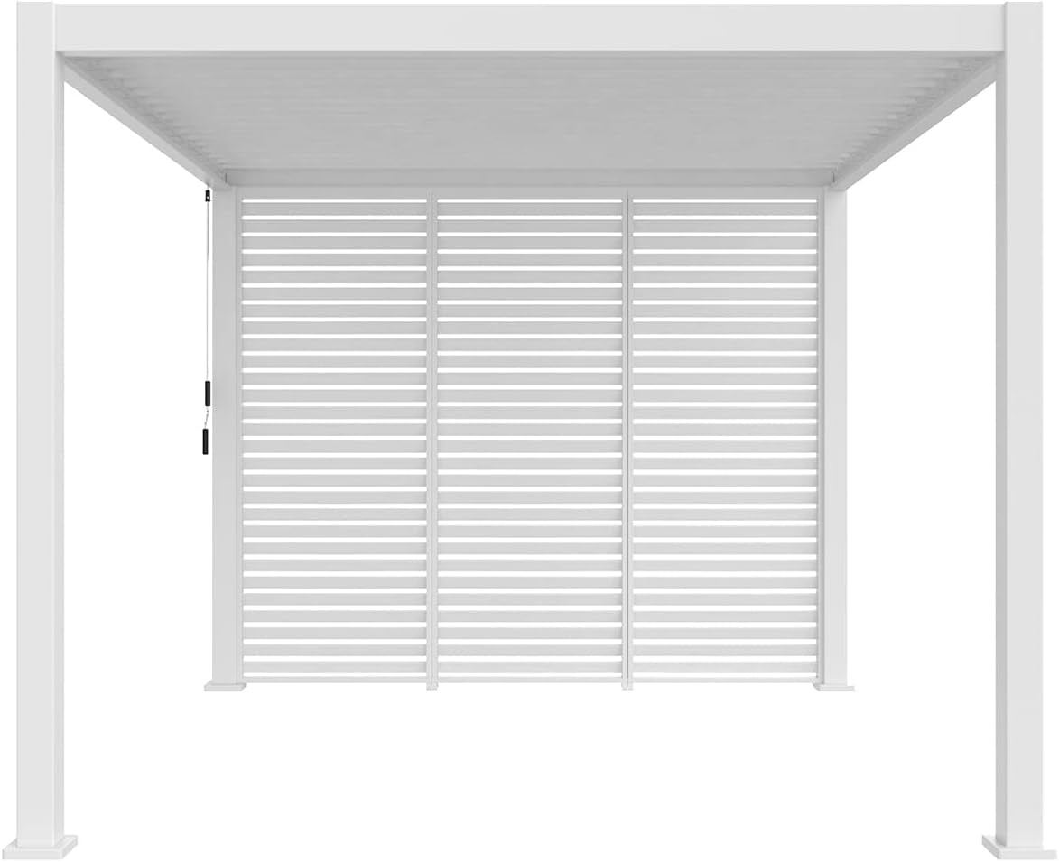 Louvered Gazebo Combo Deal Inc Louvered Gazebo + Aluminium Slat Panel Louvered Wall | White, Heavy Duty Wind Resistant