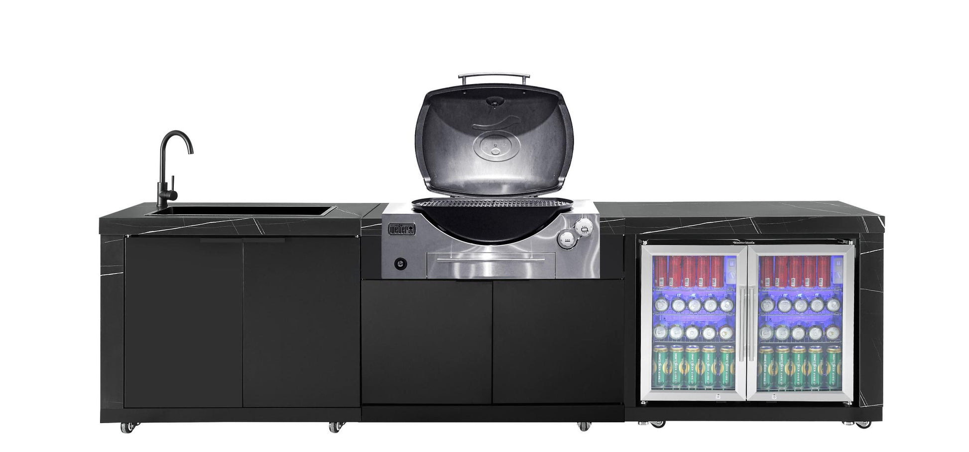 Rockpool White BBQ Cabinet Module Suit Weber Family Q Built In Premium Gas BBQ (Q3600) - Outdoor Kitchen