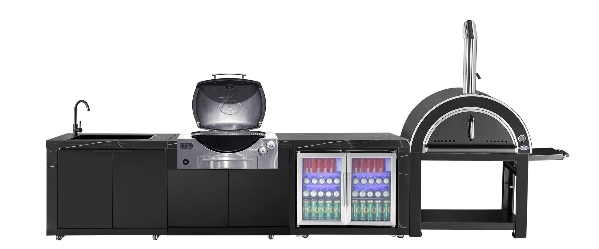 Rockpool White BBQ Cabinet Module Suit Weber Family Q Built In Premium Gas BBQ (Q3600) - Outdoor Kitchen