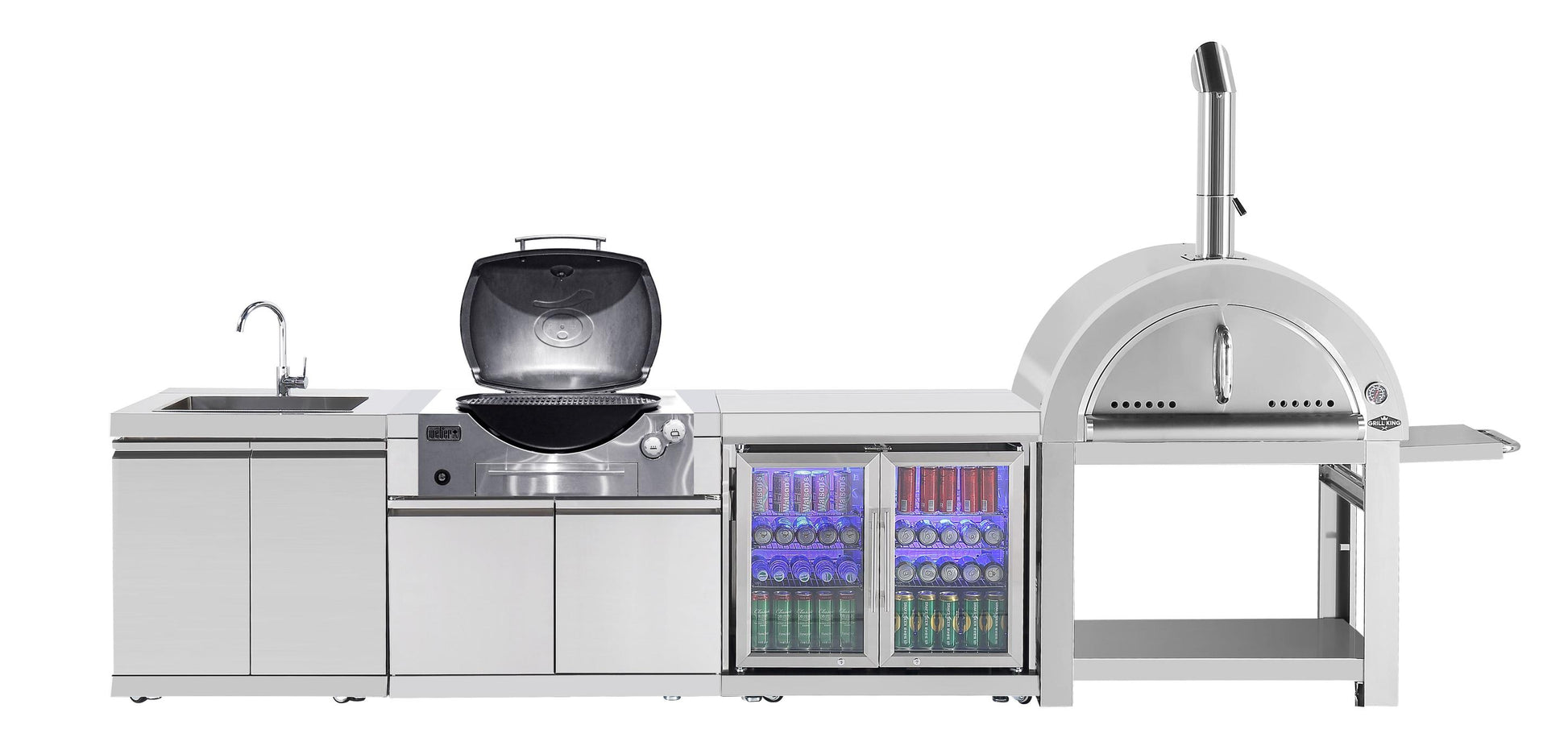 Rockpool White BBQ Cabinet Module Suit Weber Family Q Built In Premium Gas BBQ (Q3600) - Outdoor Kitchen