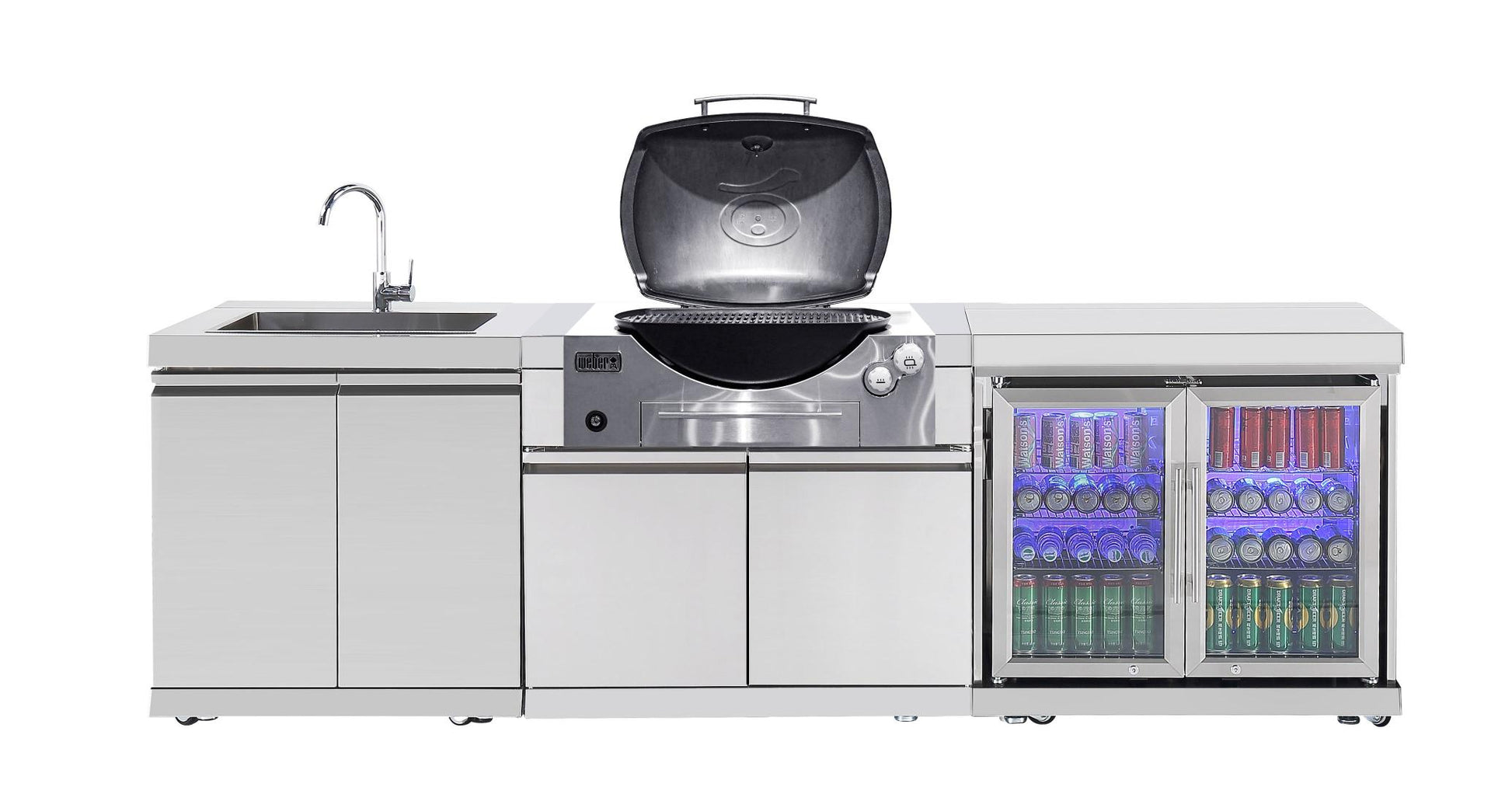 Rockpool White BBQ Cabinet Module Suit Weber Family Q Built In Premium Gas BBQ (Q3600) - Outdoor Kitchen