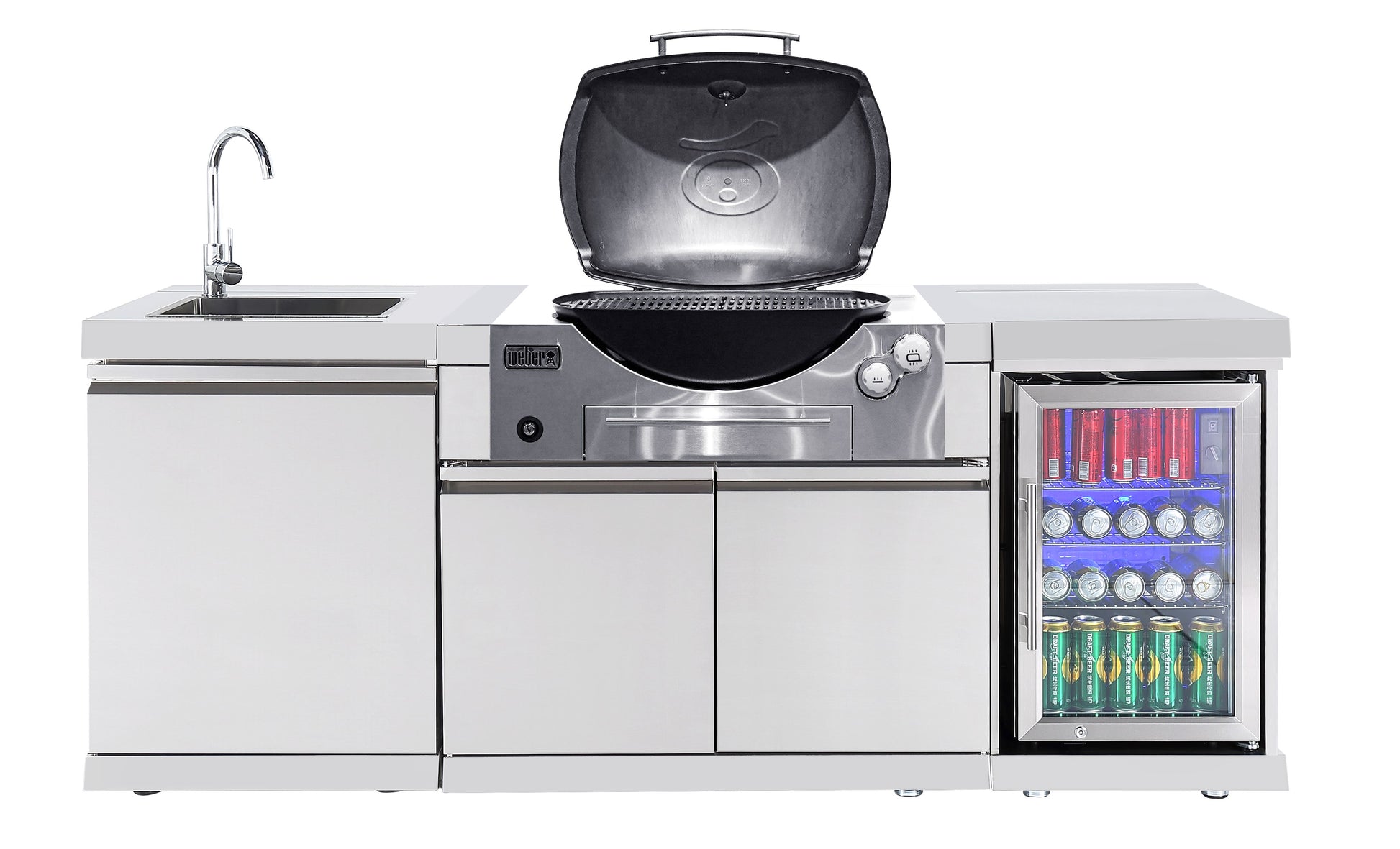 Rockpool White BBQ Cabinet Module Suit Weber Family Q Built In Premium Gas BBQ (Q3600) - Outdoor Kitchen