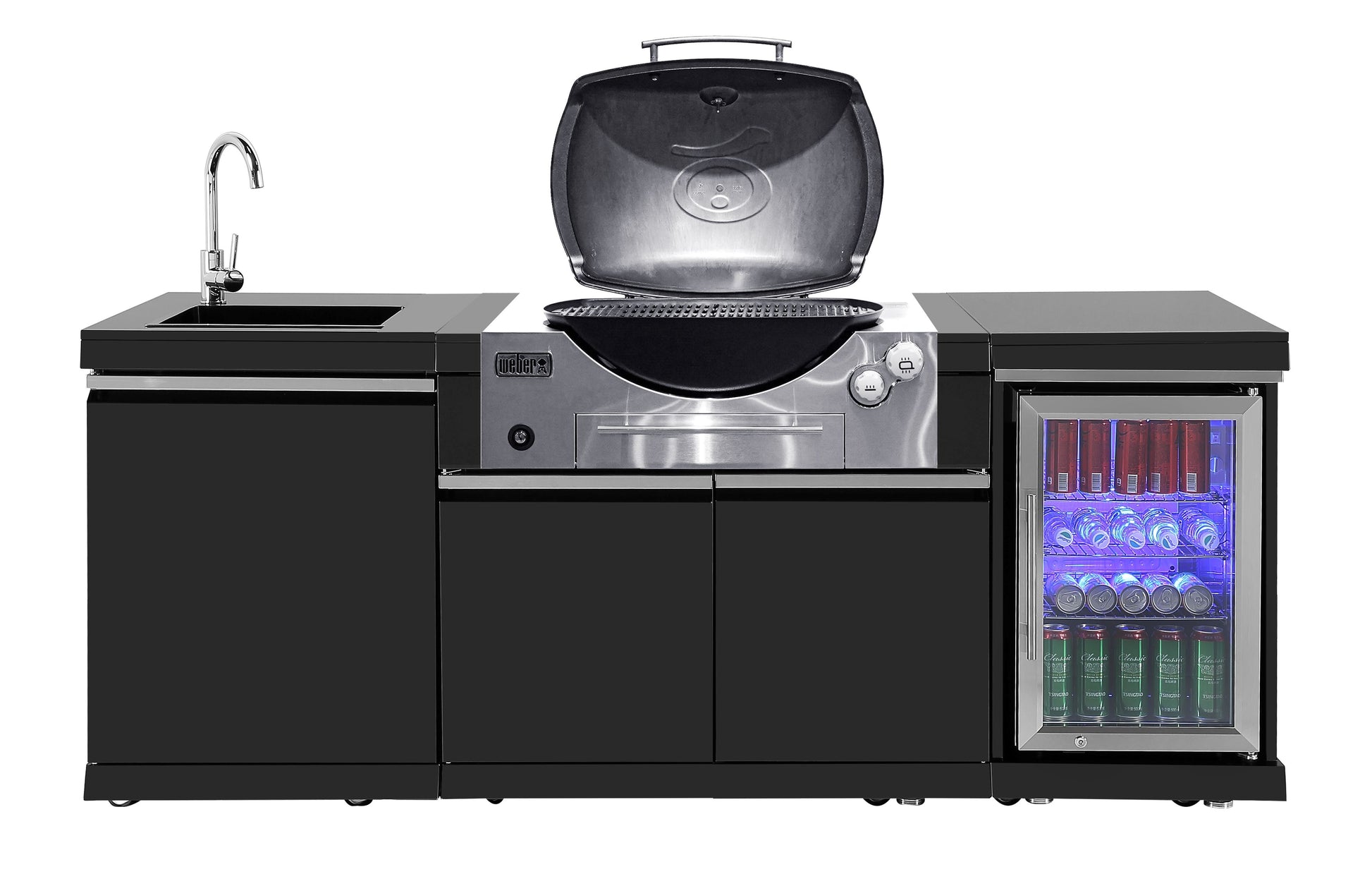 Rockpool White BBQ Cabinet Module Suit Weber Family Q Built In Premium Gas BBQ (Q3600) - Outdoor Kitchen