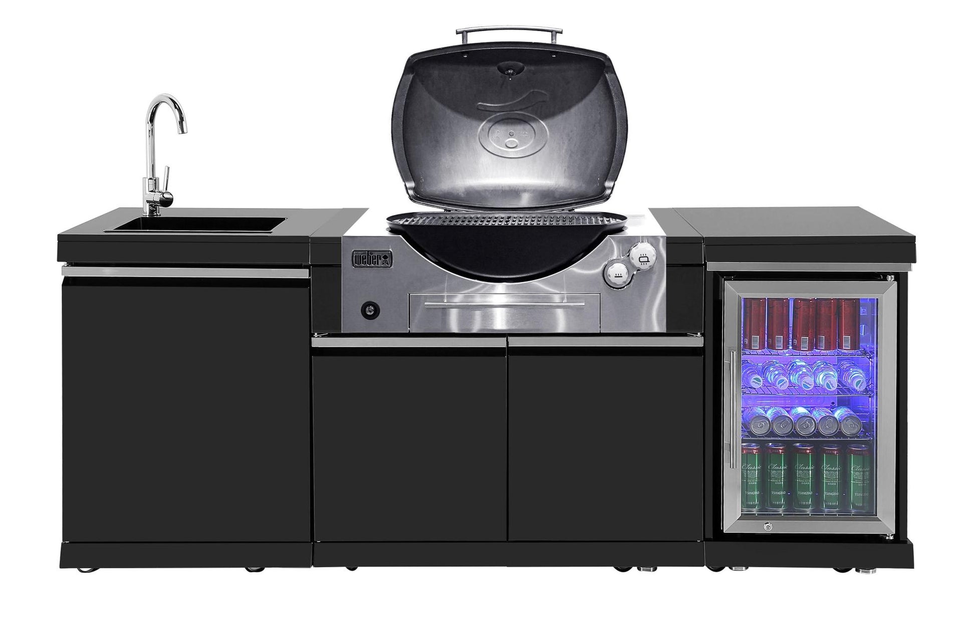 Rockpool White BBQ Cabinet Module Suit Weber Family Q Built In Premium Gas BBQ (Q3600) - Outdoor Kitchen