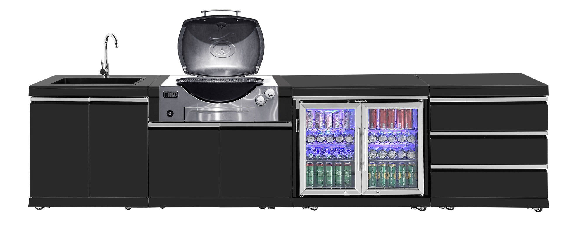 Rockpool White BBQ Cabinet Module Suit Weber Family Q Built In Premium Gas BBQ (Q3600) - Outdoor Kitchen