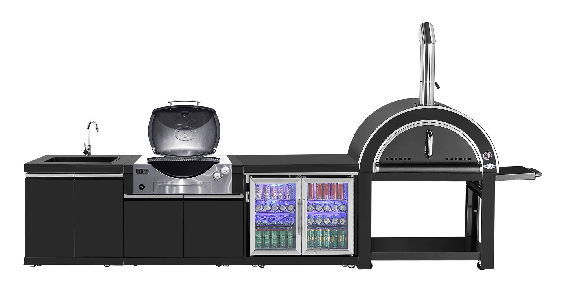 Rockpool White BBQ Cabinet Module Suit Weber Family Q Built In Premium Gas BBQ (Q3600) - Outdoor Kitchen