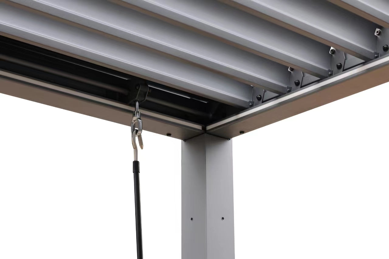 GazeboMate WHITE 3M x 4M LED Aluminum Louvred Gazebo