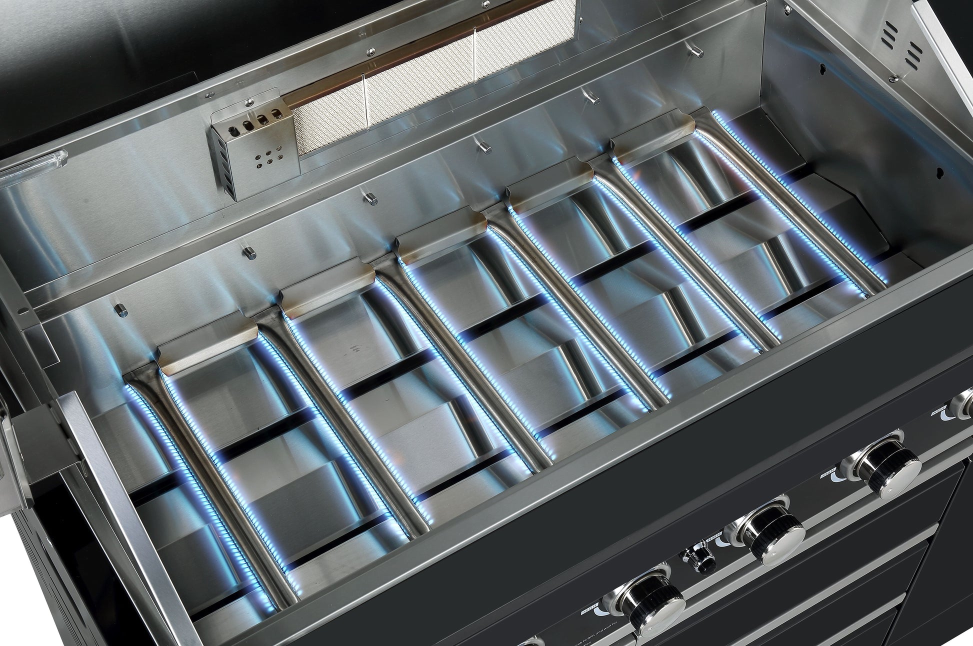 Grill King Rockpool 4 Burner Drop-In BBQ Kitchen Package - Black Stainless, Stone Benchtops