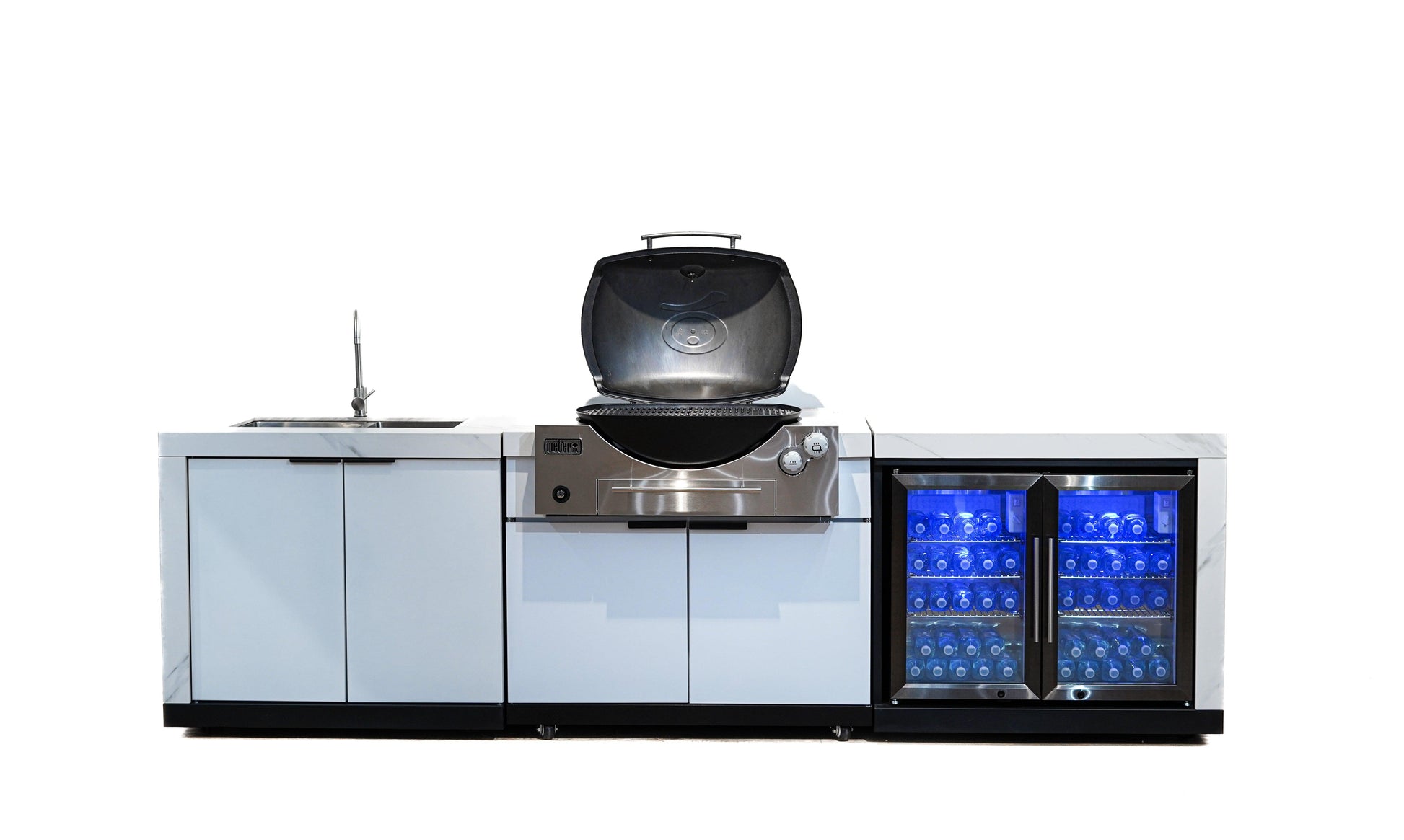 Rockpool White BBQ Cabinet Module Suit Weber Family Q Built In Premium Gas BBQ (Q3600) - Outdoor Kitchen