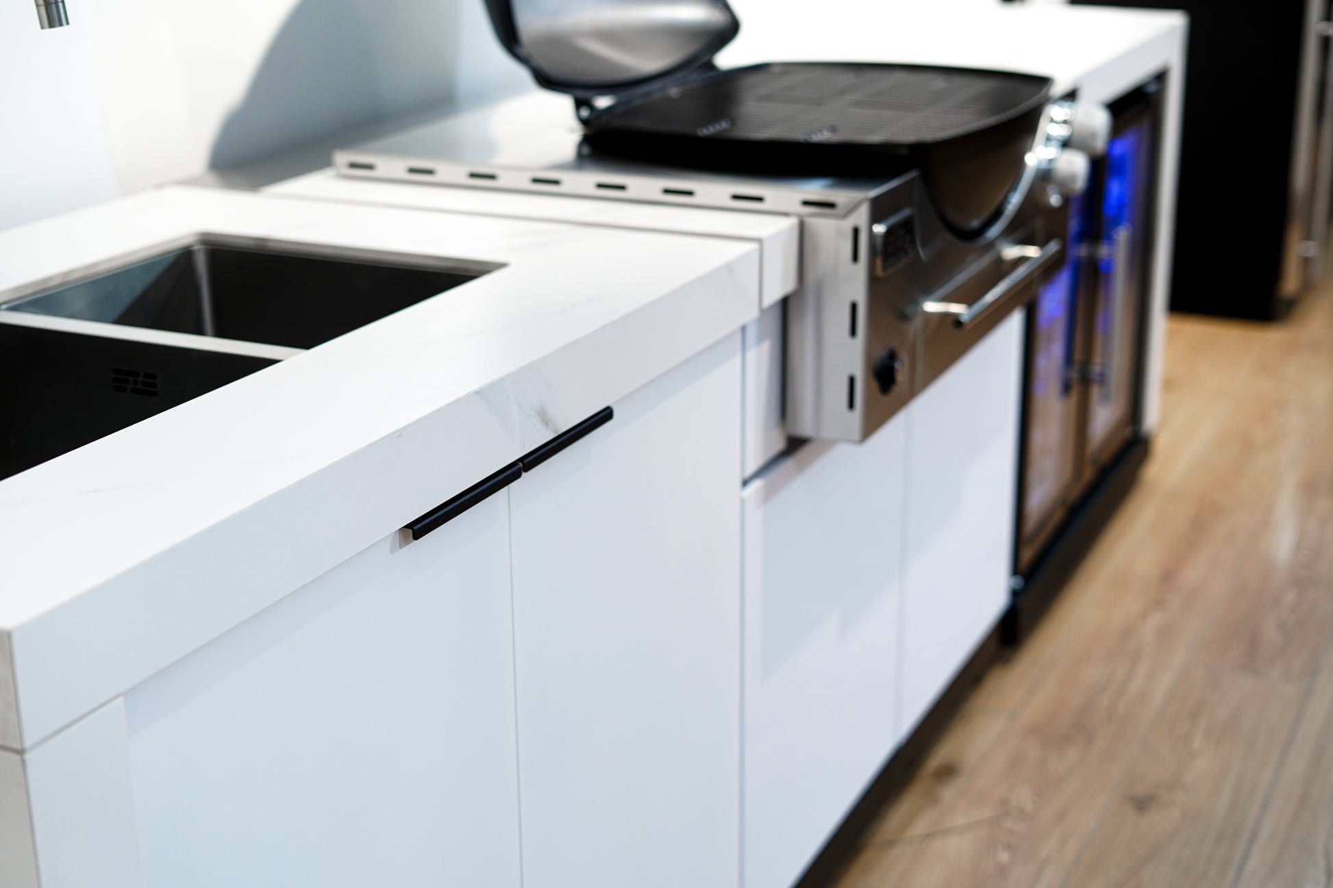 Rockpool White BBQ Cabinet Module Suit Weber Family Q Built In Premium Gas BBQ (Q3600) - Outdoor Kitchen