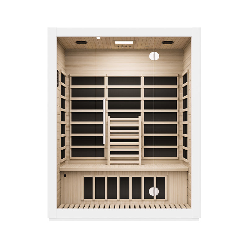 BJØRN 3 PERSON WHITE DESIGNER SAUNA PERSON INFRARED SAUNA LED, BLUETOOTH