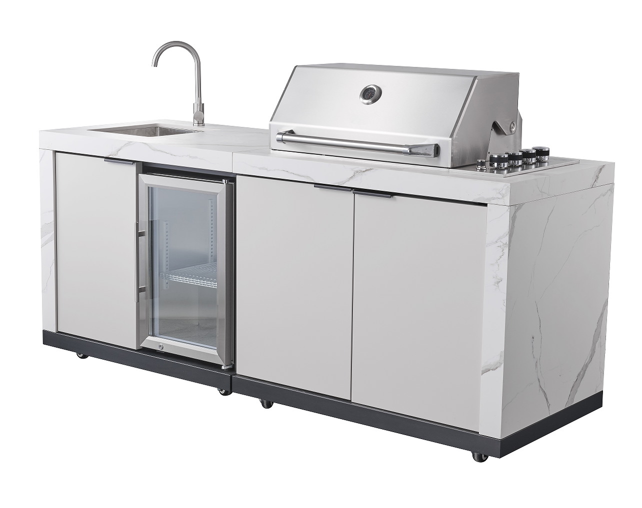 LHS SINK&FRIDGE COMBO | Suits Rockpool White 4 Burner High Square Hood Compact Module