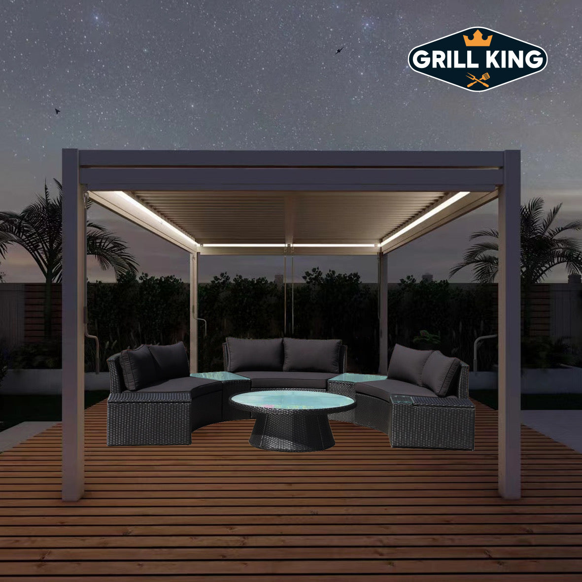 GazeboMate WHITE 3M x 4M LED Aluminum Louvred Gazebo