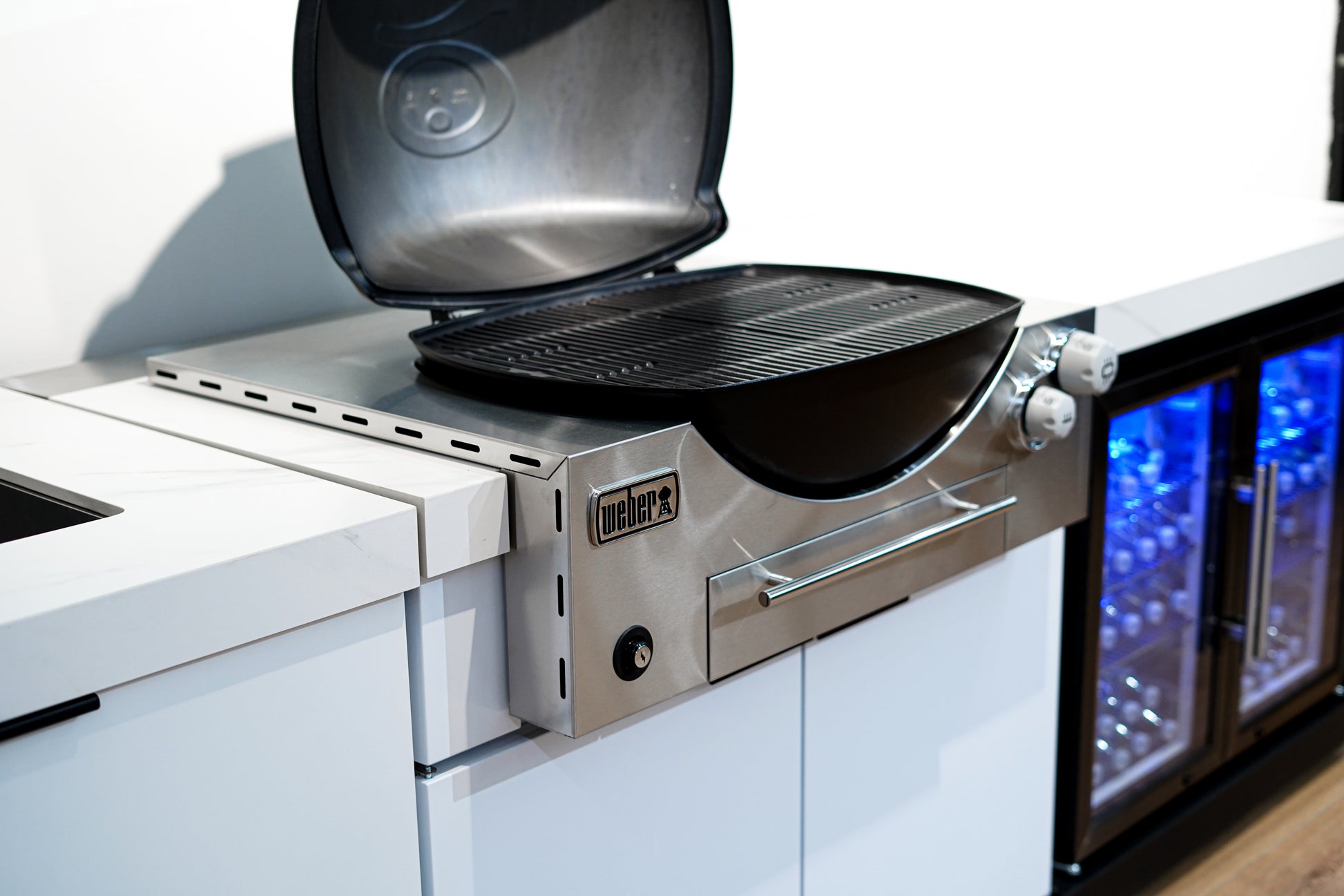 Rockpool White BBQ Cabinet Module Suit Weber Family Q Built In Premium Gas BBQ (Q3600) - Outdoor Kitchen
