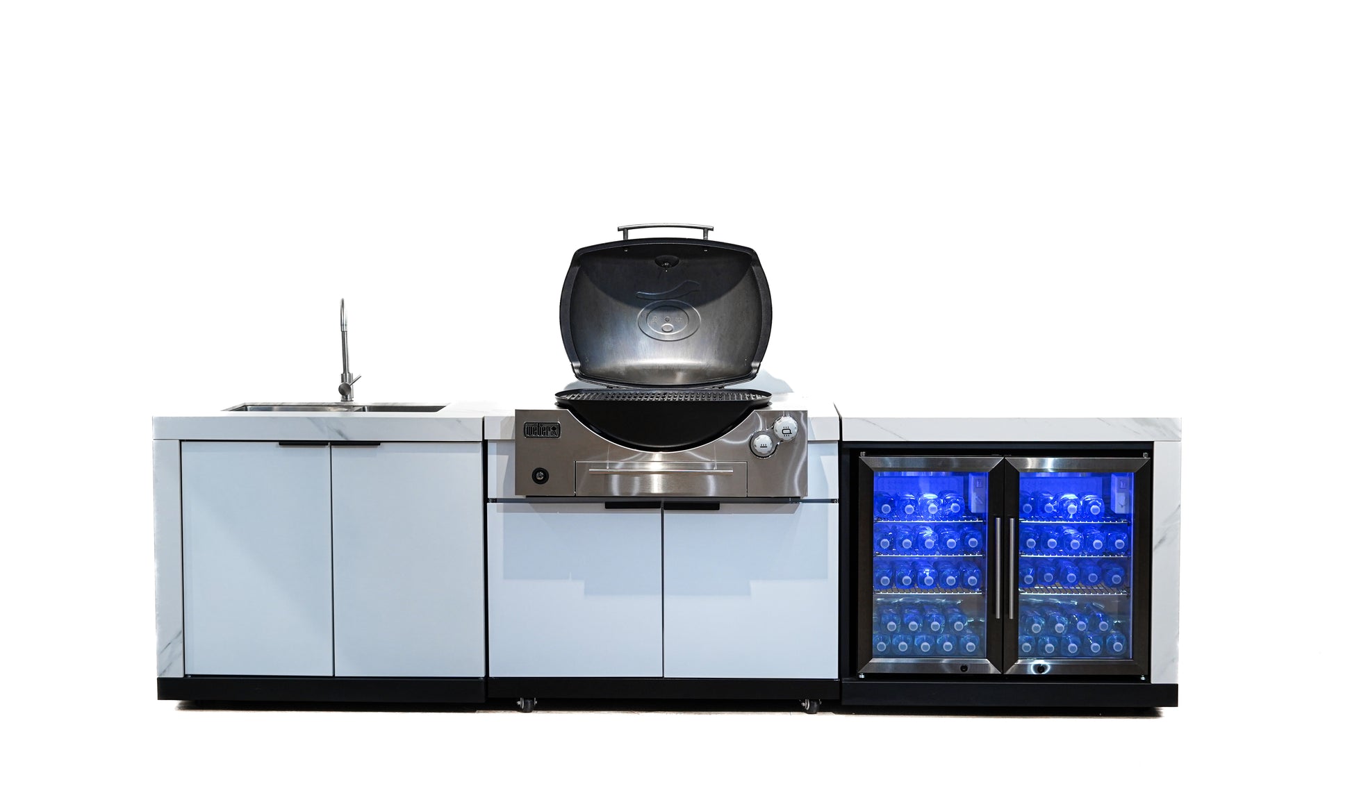 Rockpool White BBQ Cabinet Module Suit Weber Family Q Built In Premium Gas BBQ (Q3600) - Outdoor Kitchen