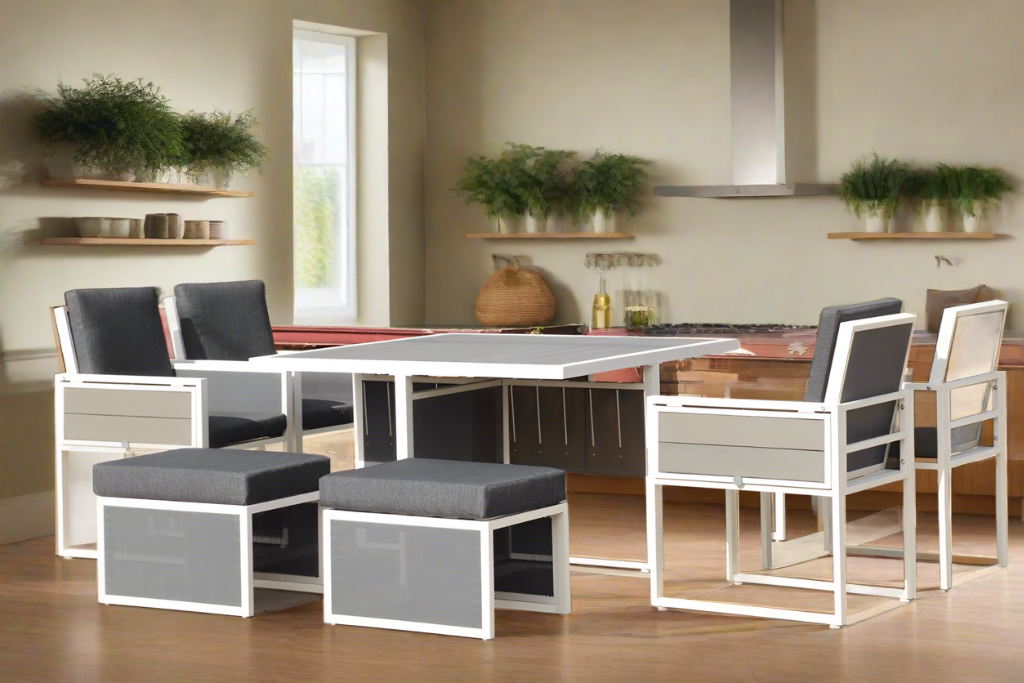 9 Piece Modern Hampton Style Dining Set White Aluminium Whether Resistant Furniture