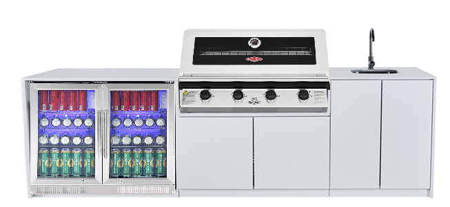 Grill King Signature Series To Suit 4 Burner Beefeater 1200, 2DR Fridge, Sink & Draw Outdoor BBQ Kitchen Package