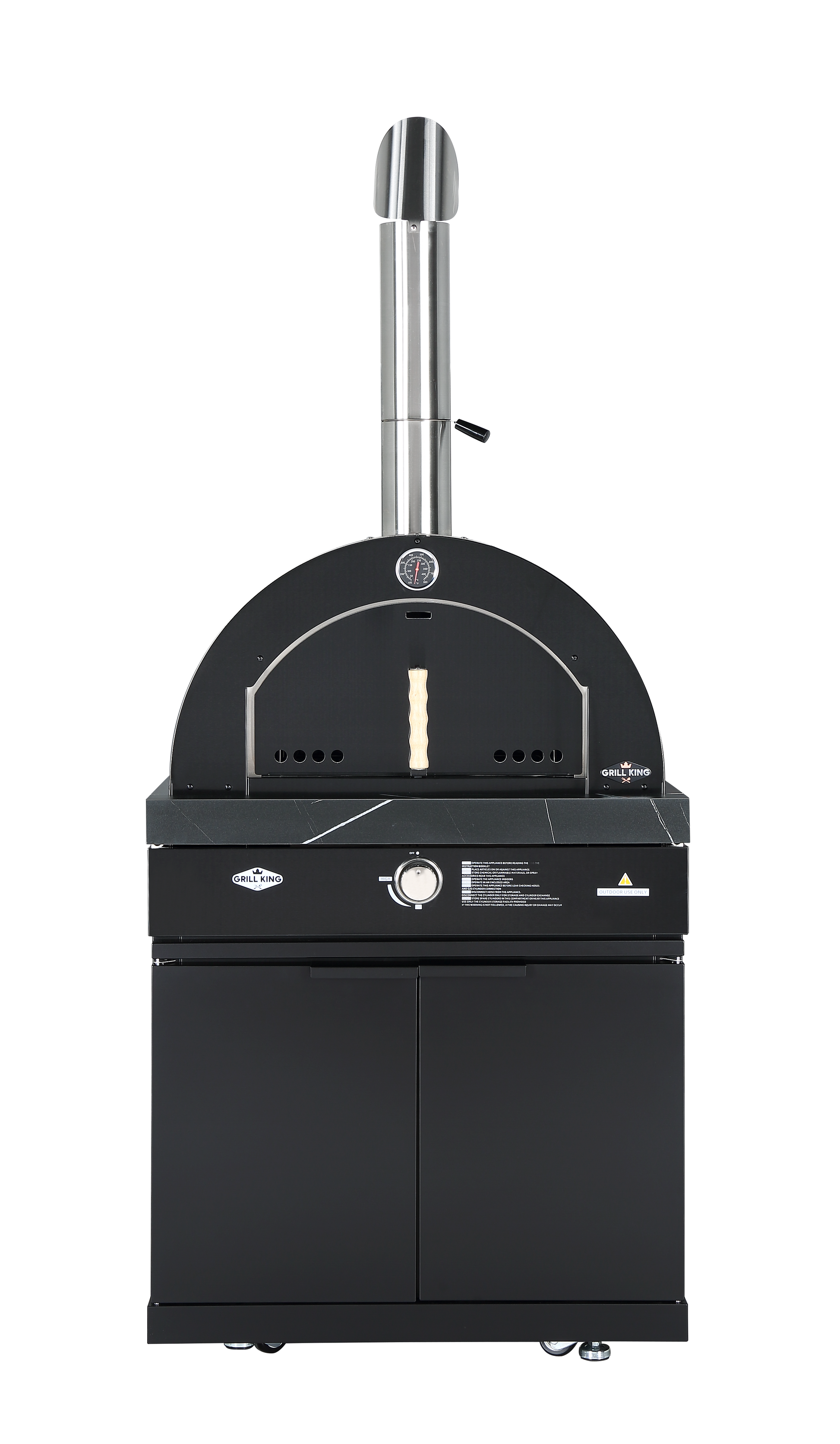 Grill King Rockpool 4 Burner Drop-In BBQ Kitchen Package - Black Stainless, Stone Benchtops