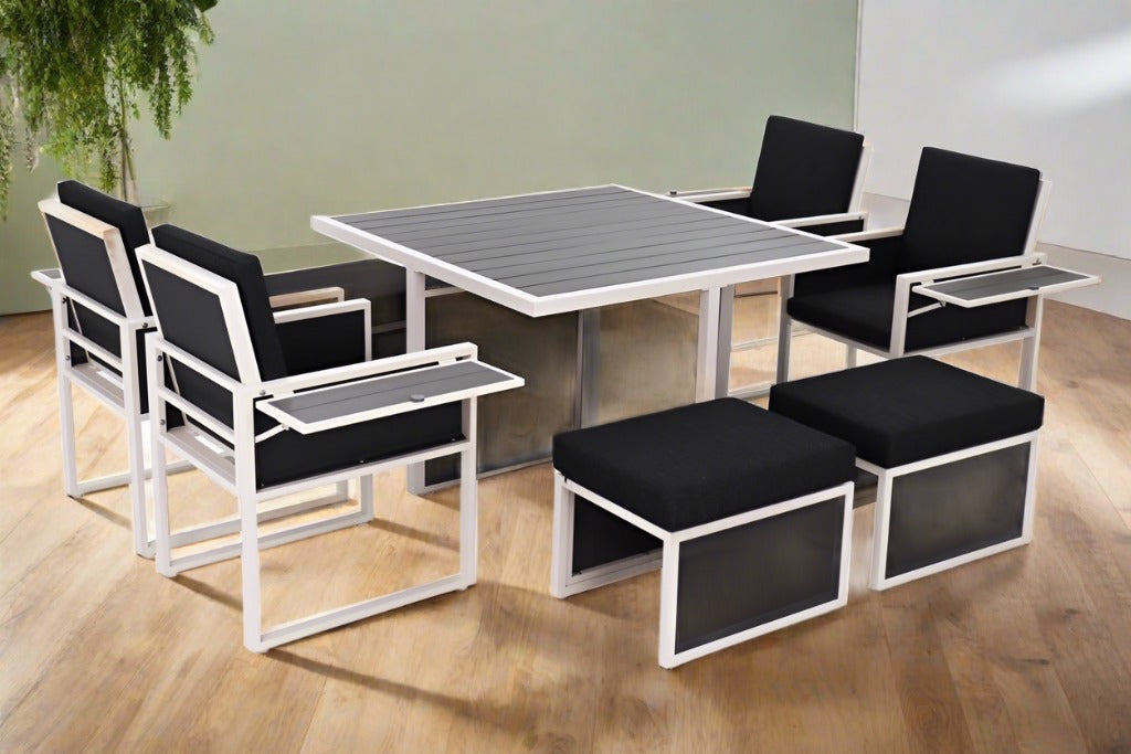 9 Piece Modern Hampton Style Dining Set White Aluminium Whether Resistant Furniture