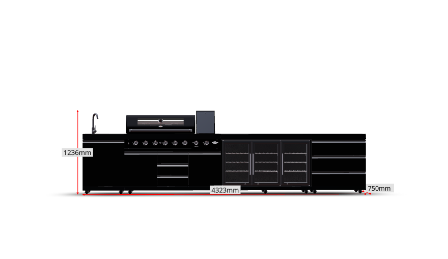 Hurricane 6-Burner Outdoor Kitchen: Stainless Steel, Fridge, Sink, Wok & Rear Infrared Burner