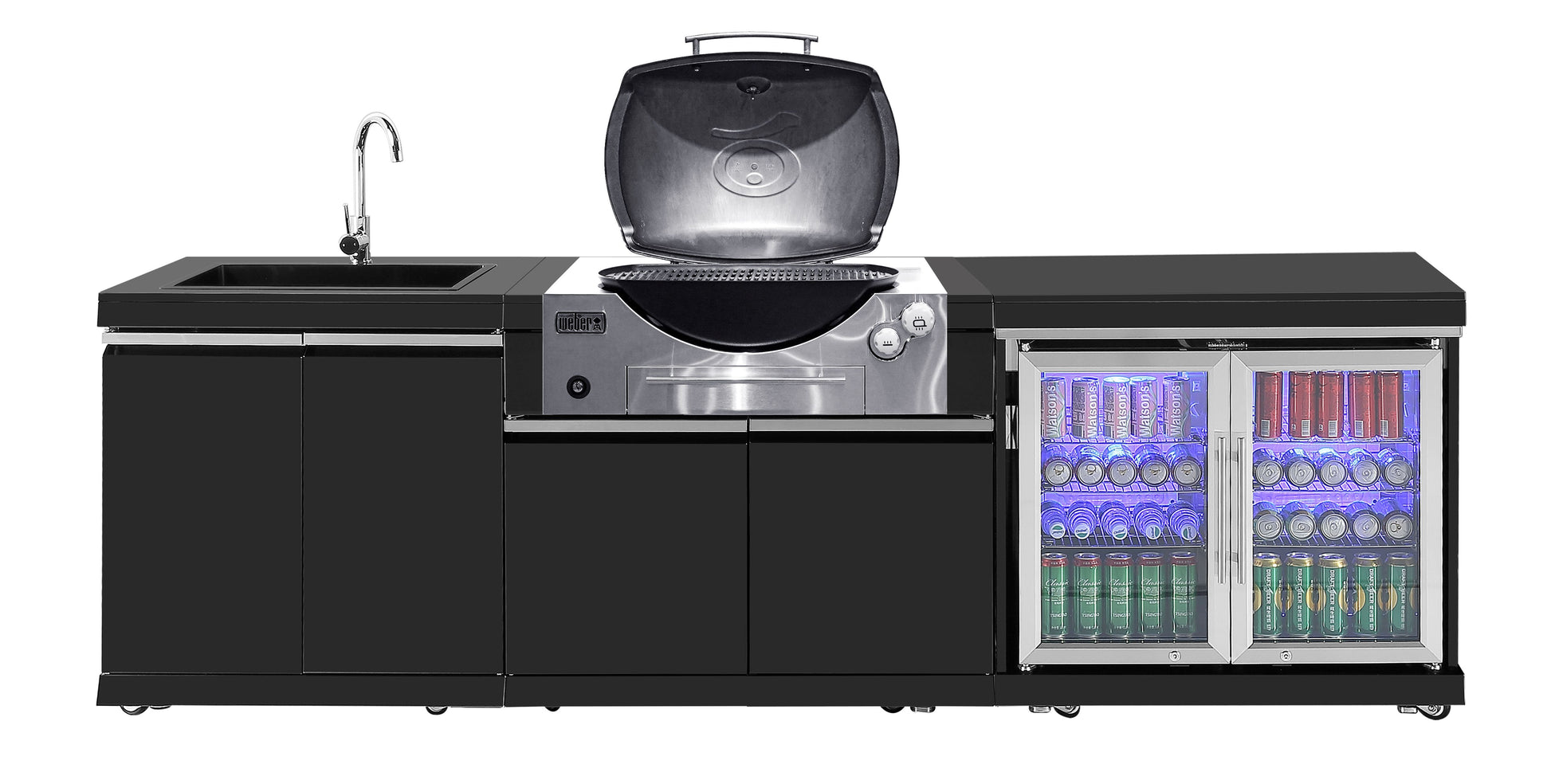 Rockpool White BBQ Cabinet Module Suit Weber Family Q Built In Premium Gas BBQ (Q3600) - Outdoor Kitchen