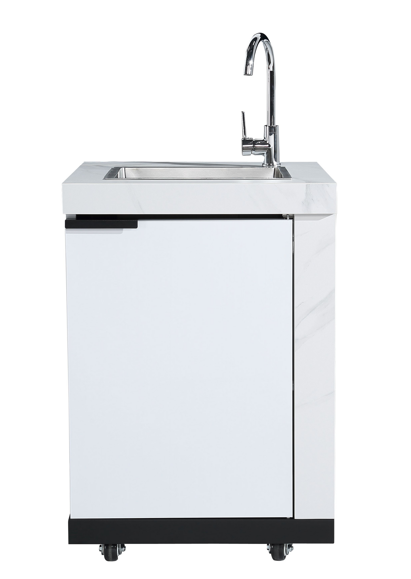 1 Door Sink Module Suits Rockpool White BBQ Kitchen Package Inc Stone Finishes, Aluminum Powder coated Cabinets, Tap, Waste, Hose, Castor Wheels