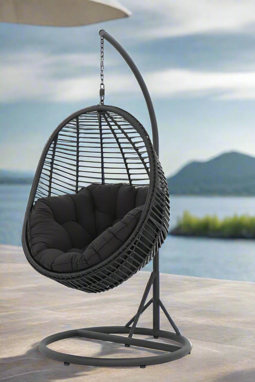 BLACK SINGLE SEATER HANGING EGG CHAIR