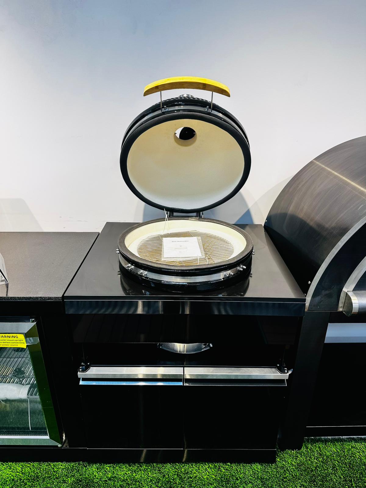 Kingsley 21” Smoker Module Kamado Black Stainless Cabinets & Stone Benchtop + Ceramic Smoker