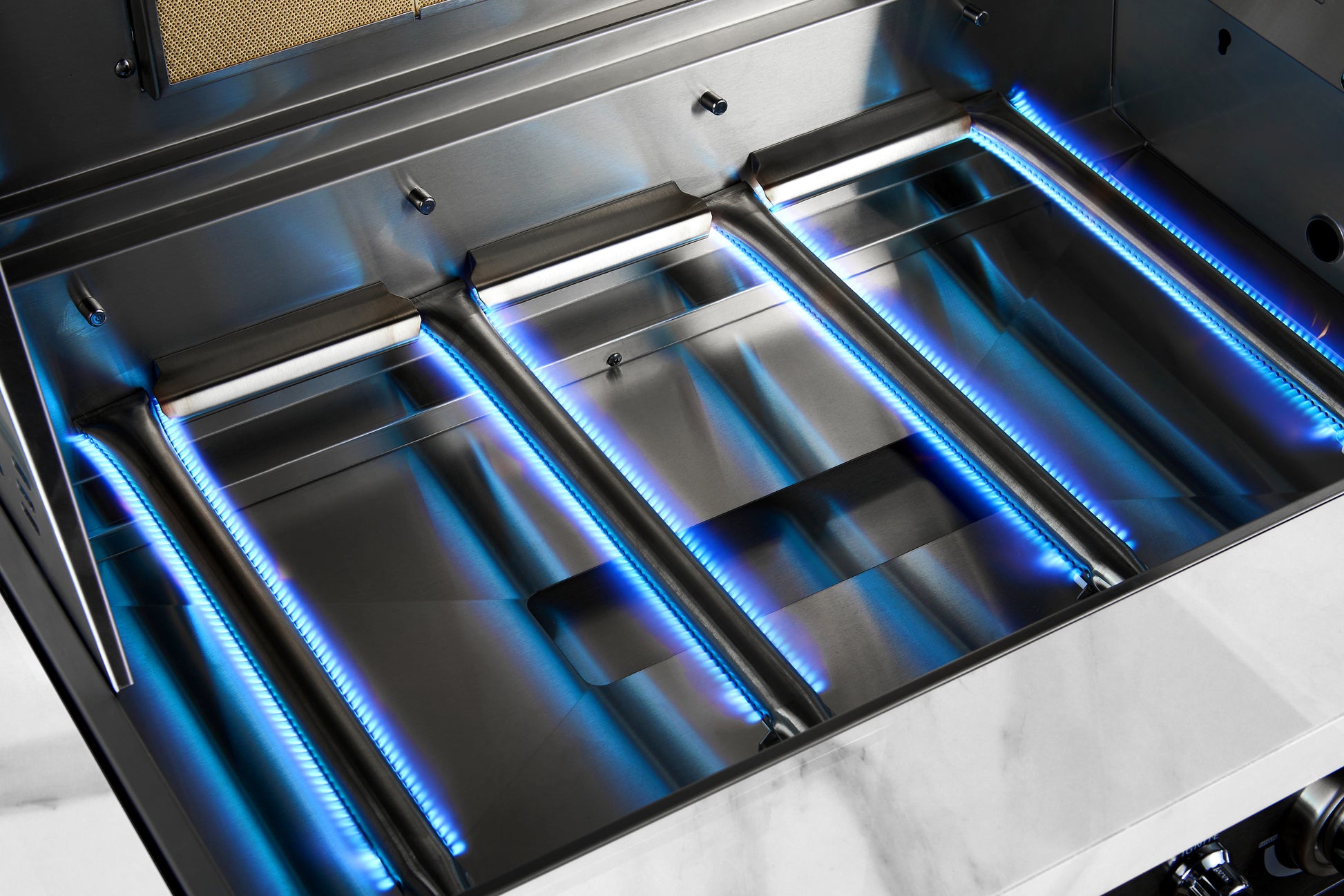 Element Twin Hood 8-Burner Outdoor BBQ Kitchen + 188L Kegerator : Graphite Stainless Steel, Stone Bench, Fridge, Sink, Height Adjustable