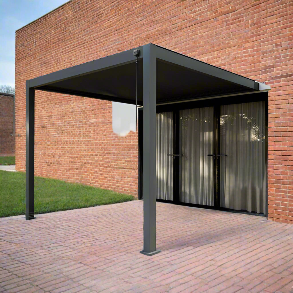 GazeboMate 3x4M Wall Mounted Louvered Gazebo Aluminium Pergola Monument Heavy Duty Wind Resistant