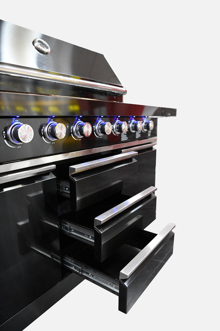 Macelleria Professional 6 Burner Outdoor Kitchen BBQ | Black High Grade #304 Stainless Steel