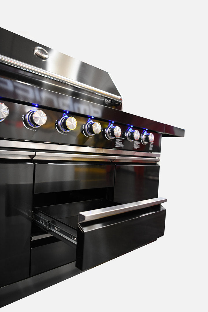 Macelleria Professional 6 Burner Outdoor Kitchen BBQ | Black High Grade #304 Stainless Steel