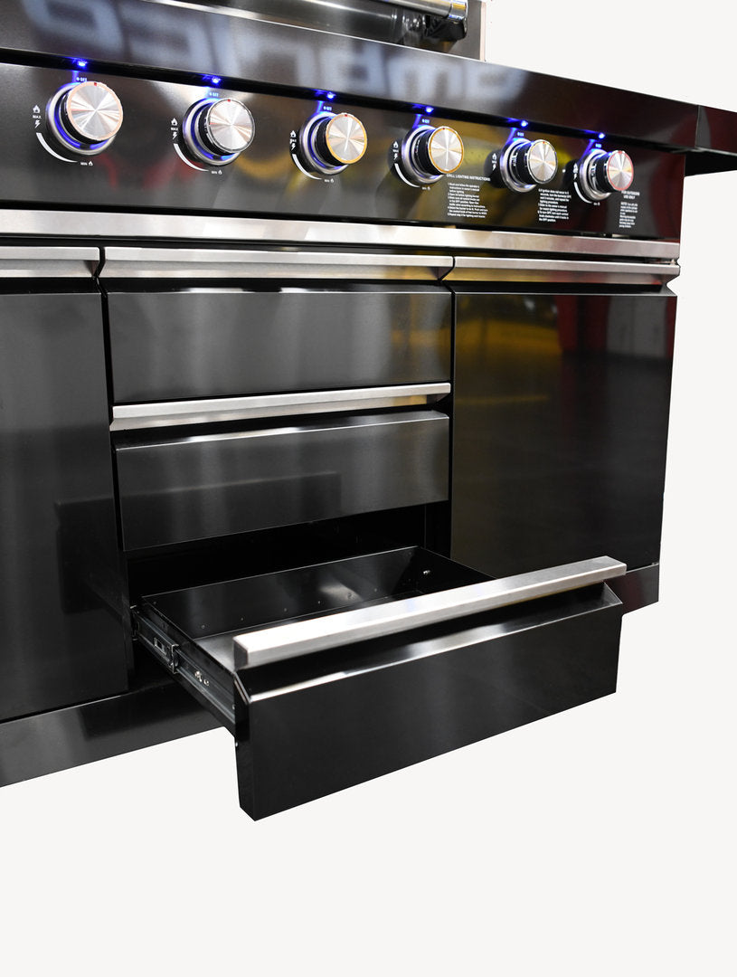 Macelleria Professional 6 Burner Outdoor Kitchen BBQ | Black High Grade #304 Stainless Steel