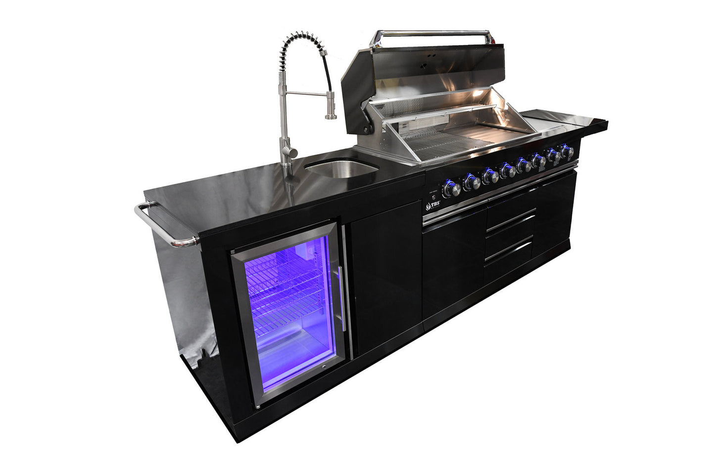 Macelleria Professional 6 Burner Outdoor Kitchen BBQ | Black High Grade #304 Stainless Steel