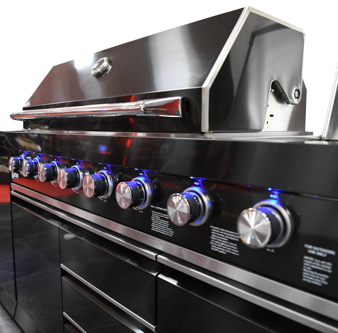 Macelleria Professional 6 Burner Outdoor Kitchen BBQ | Black High Grade #304 Stainless Steel