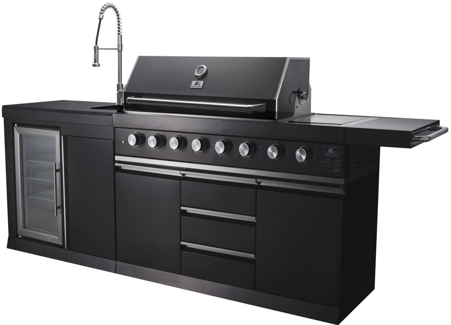 Macelleria Professional 6 Burner Outdoor Kitchen BBQ | Black High Grade #304 Stainless Steel