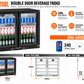 Bar Fridge King 208L Double Door Bar Fridge – Black Stainless Steel, Triple-Glazed Glass & Digital Temperature Control