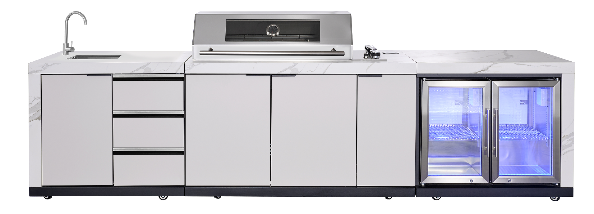 LHS SINKDRAW MODULE | Rockpool White Raised Hood BBQ Kitchen