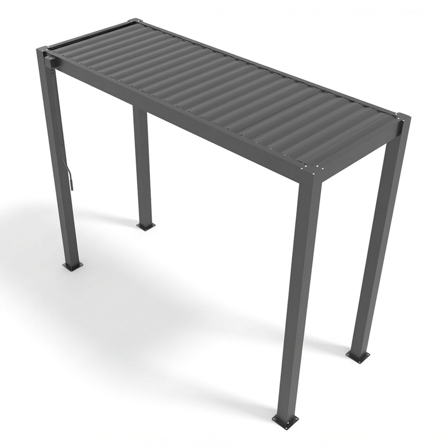 Grill King Outdoor BBQ Shelter Package – 6 Burner Charcoal BBQ Kitchen, Fridge & Sink + Freestanding Aluminium Louver Roof with LED Lighting & Privacy Blind