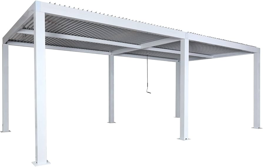 Wall Mounted Monument 3M x 6M Semi Permanent Louvered Gazebo Aluminium Pergola Monument Heavy Duty Wind Resistant