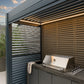 Grill King Outdoor BBQ Shelter Package – 6 Burner Charcoal BBQ Kitchen, Fridge & Sink + Freestanding Aluminium Louver Roof with LED Lighting & Privacy Blind