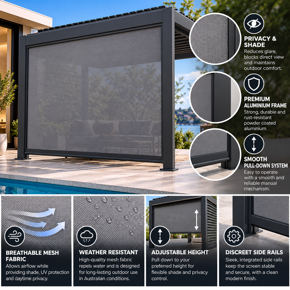 GazeboMate Aluminium Louvered Gazebo with Privacy Wall – Monument