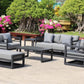 7 Piece Charcoal Aluminium Hampton Style Outdoor Furniture Lounge Set Weather Resistant 3 Seater, 1+1 + Coffee Table & 2x Side tables