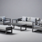 7 Piece Charcoal Aluminium Hampton Style Outdoor Furniture Lounge Set Weather Resistant 3 Seater, 1+1 + Coffee Table & 2x Side tables