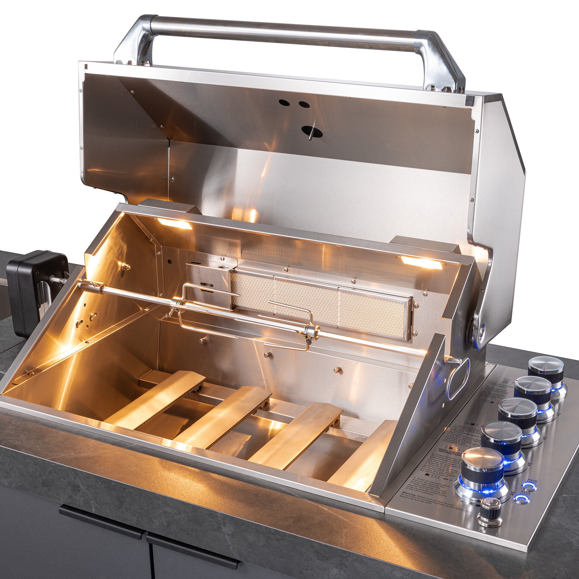 6-Burner Teppanyaki Outdoor BBQ Kitchen, Sintered Stone Benchtop and Cabinetry
