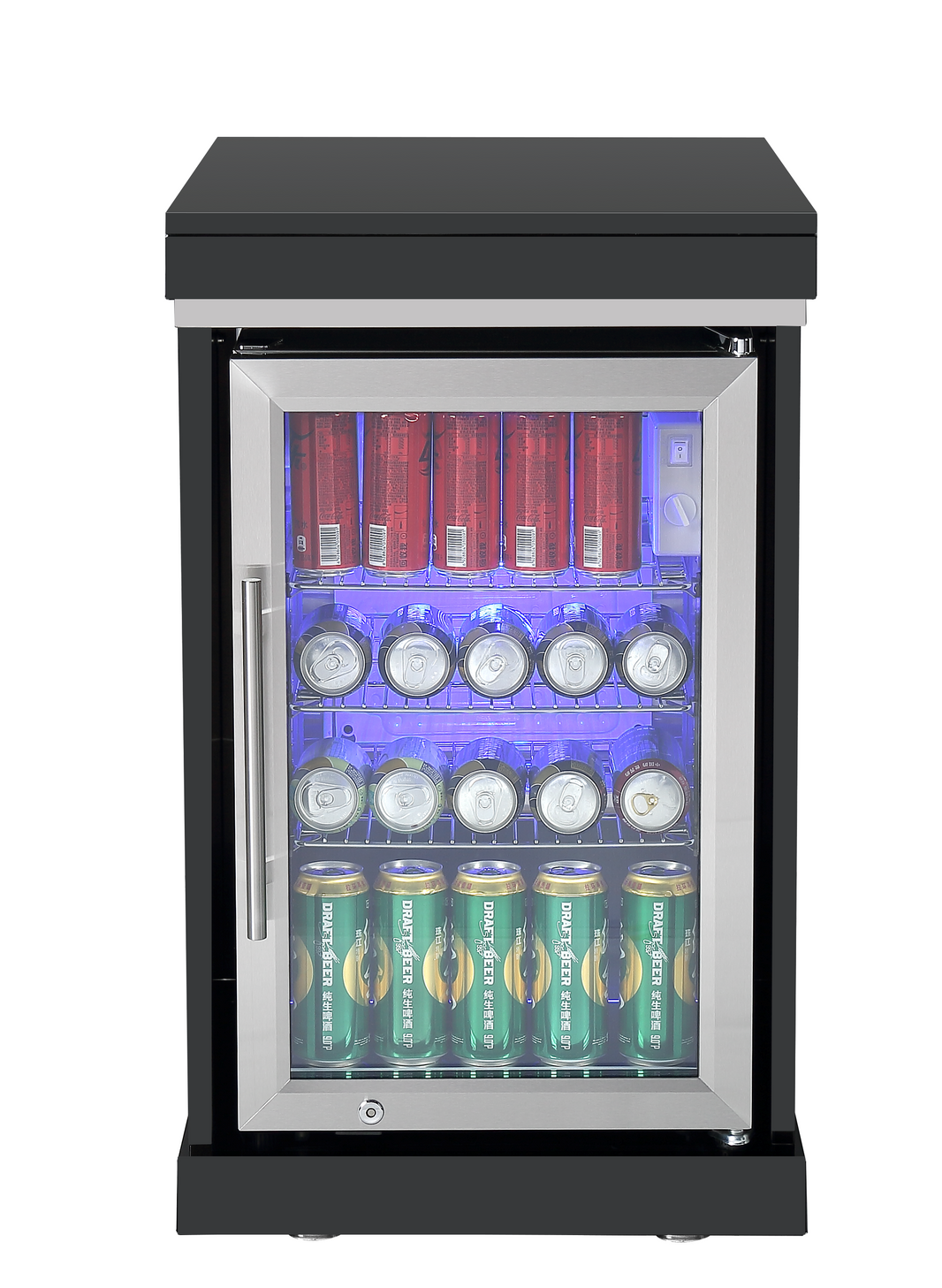 Single Fridge Module Suits Kingsley BBQ Kitchen | Black Stainless Steel Cabinet Stone Benchtops